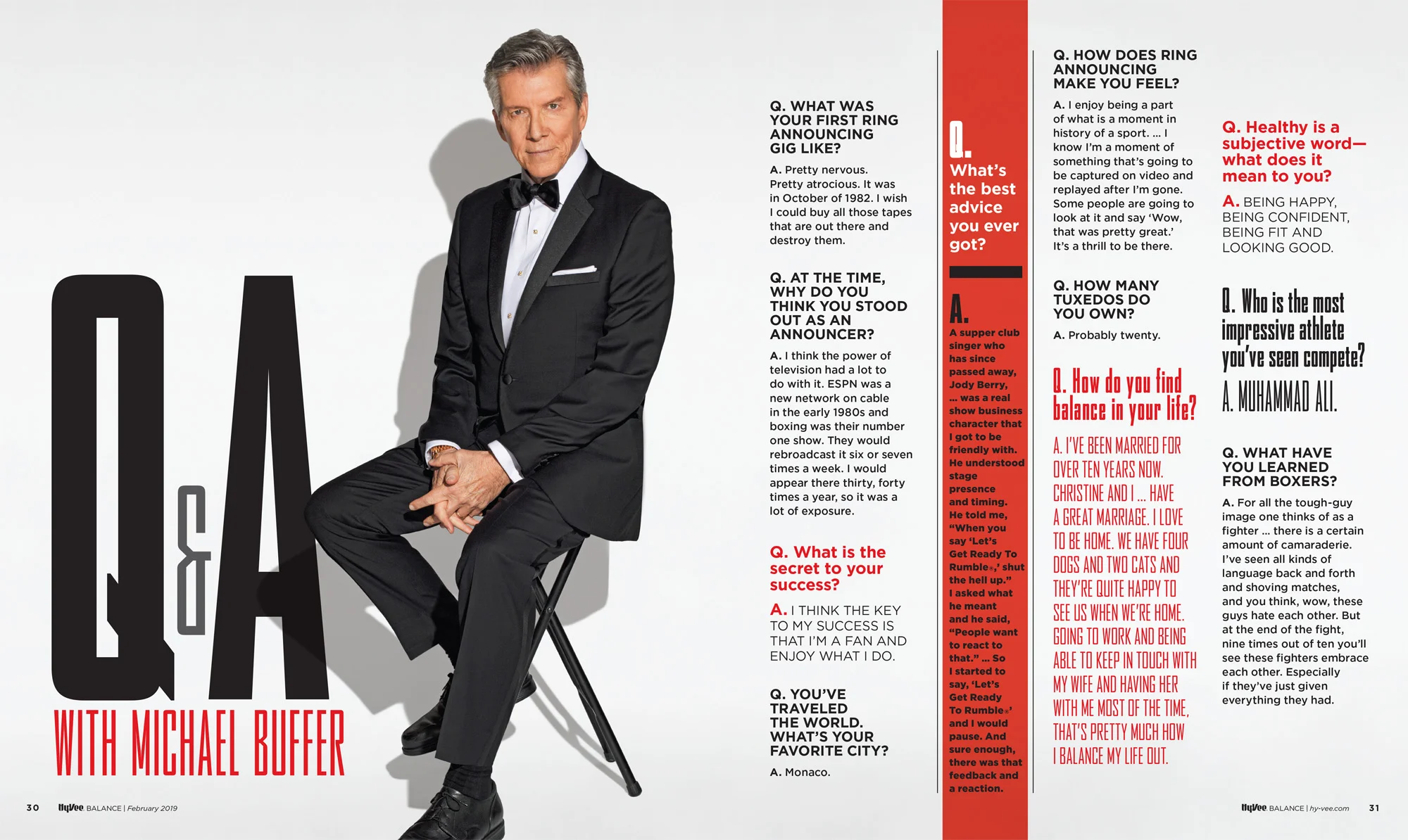 Michael Buffer Q&A for Hyvee Balance Magazine