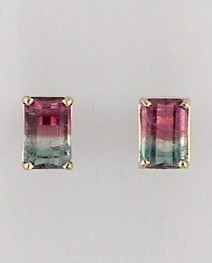 Watermelon Tourmaline Studs