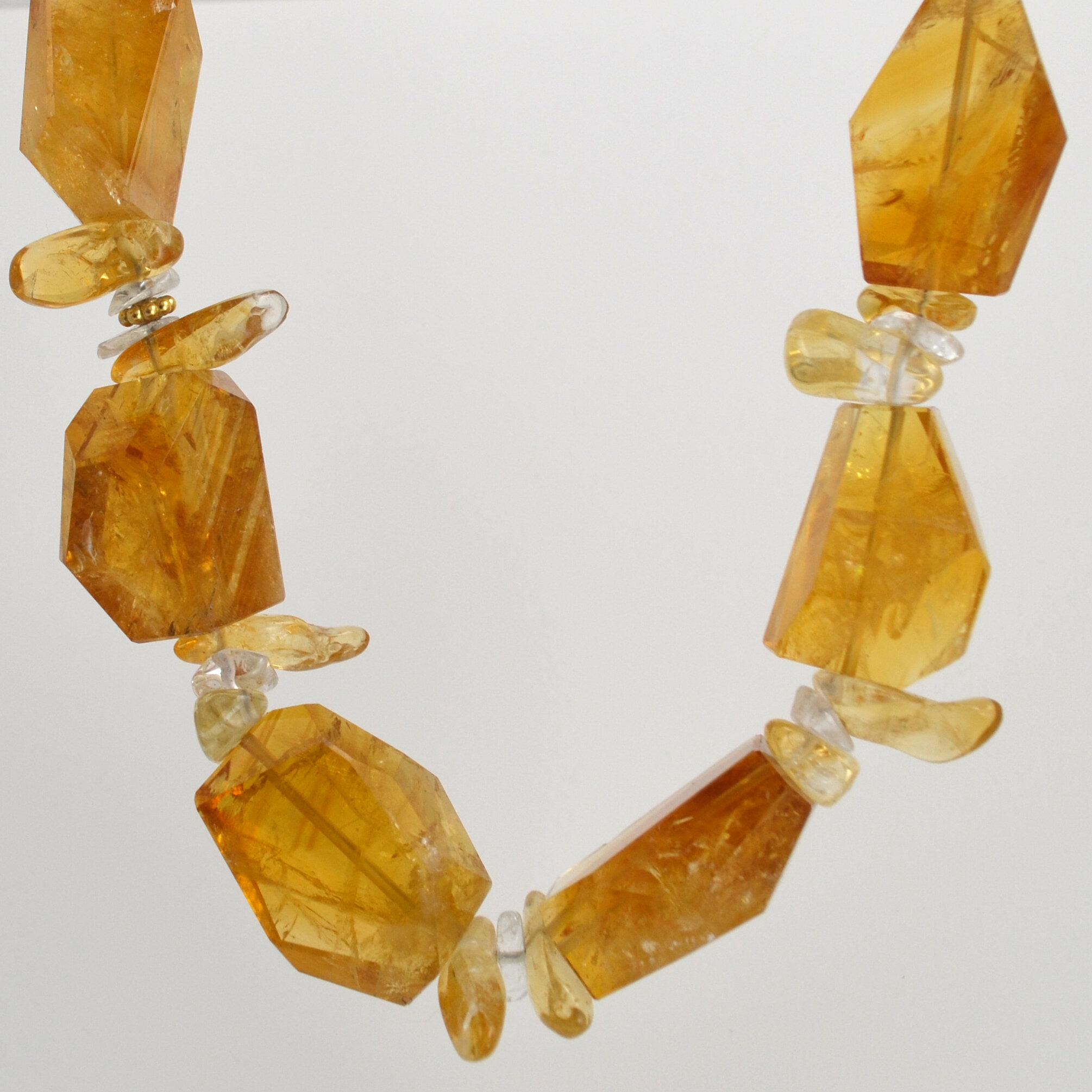 Citrine and quartz bead necklace