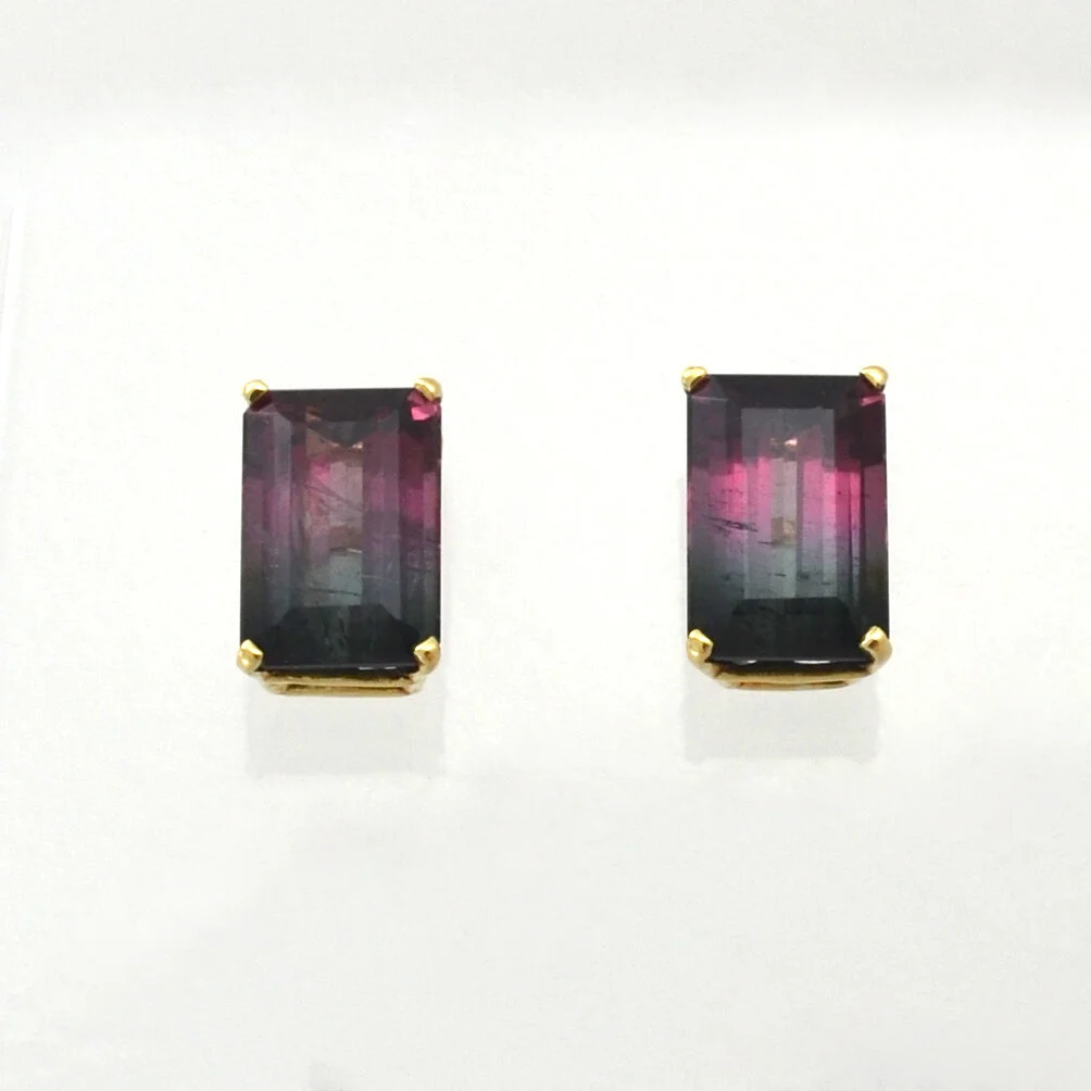 Watermellon Tourmaline Studs
