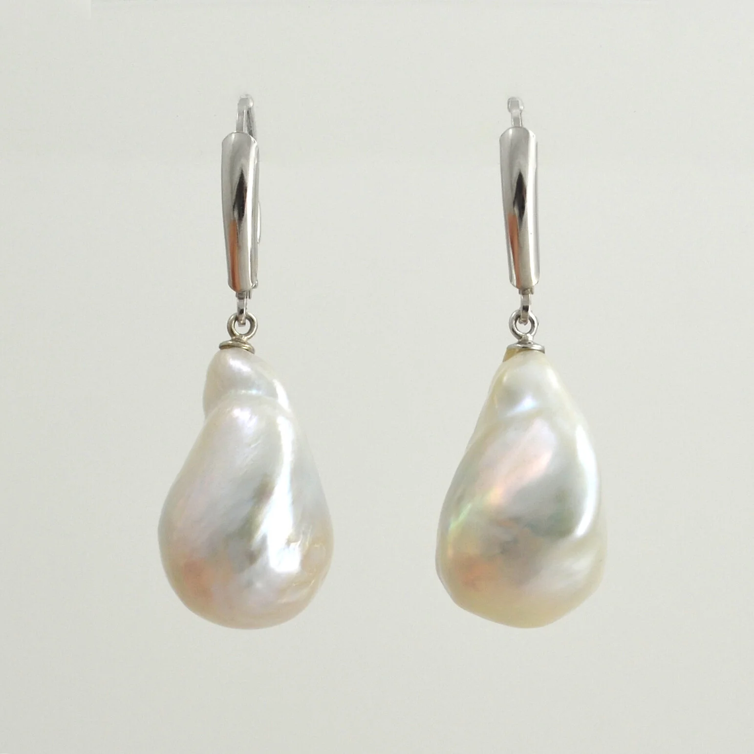 Baroque Freshwater White Lever Back Earrings