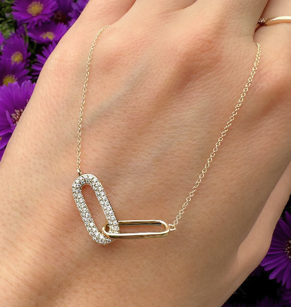 Ash Heirloom Initial Diamond Tag Paperclip Necklace - monya_