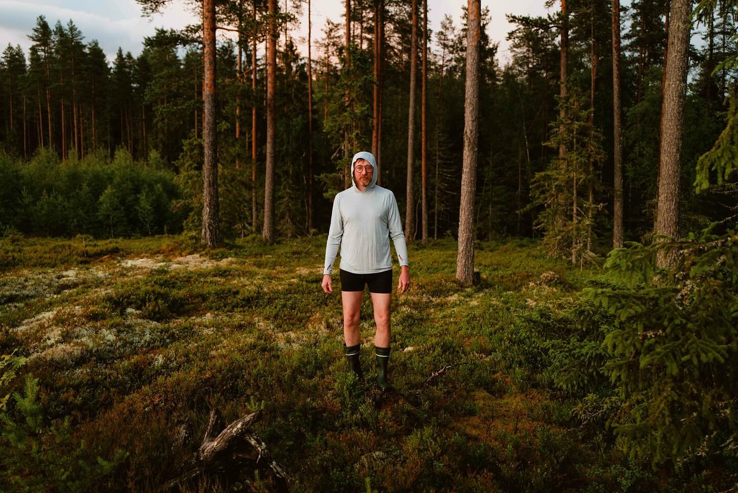 Portrait of the artist in his underwear and lingon bog boots. Blikberget, Norway summer 2024. 📷 assist by @iangoode