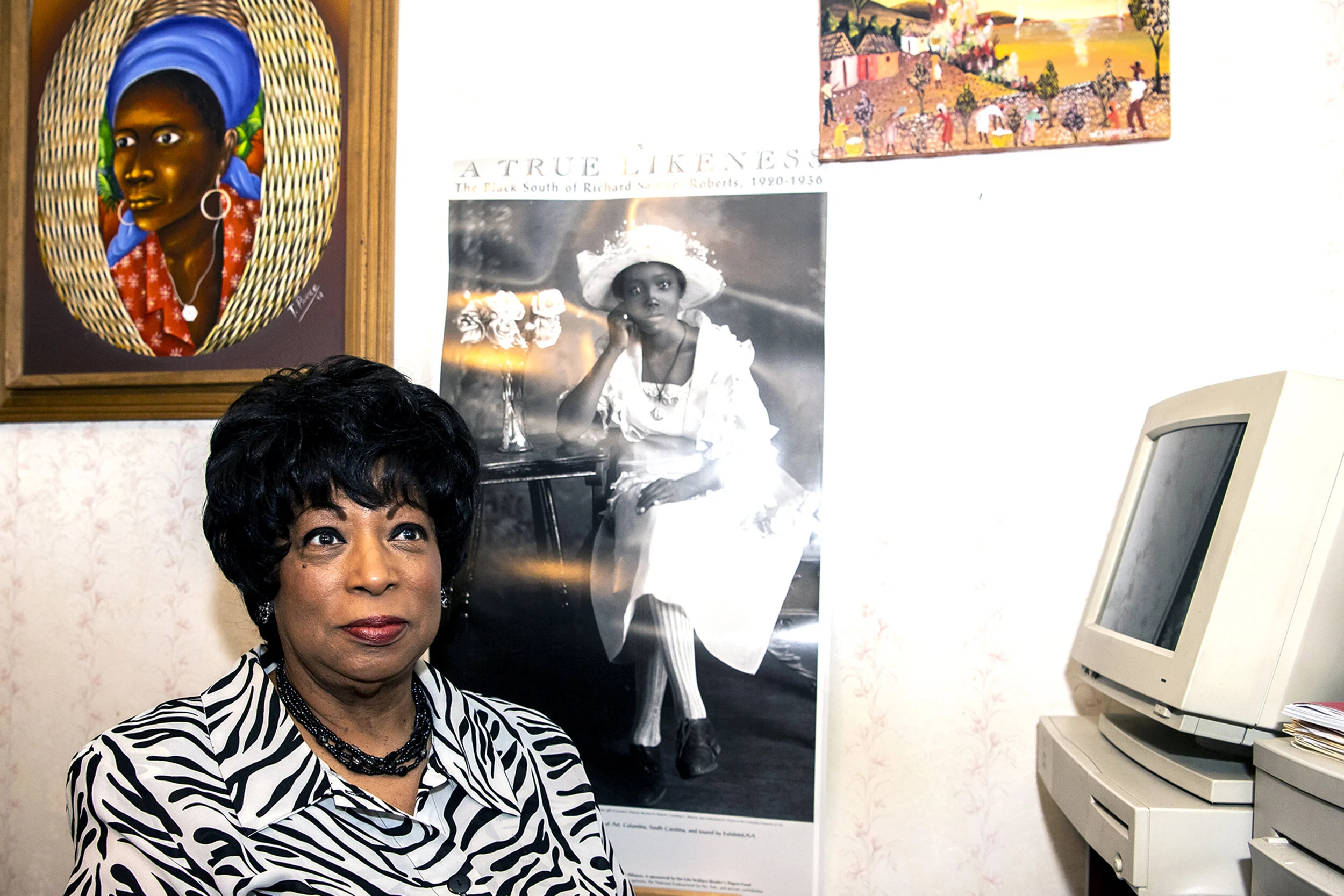  Marlene Garrett Branson sits for a portrait next to the computer where she does some of her research work in her home office, Tuesday, April 23, 2019, in the Mount Washington neighborhood of Pittsburgh. Ms. Branson has been extensively researching h
