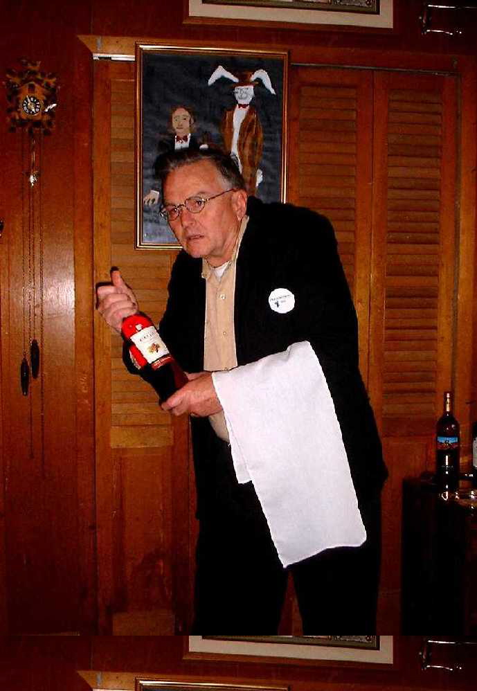 My dad playing a hunchback waiter at one murder mystery party-