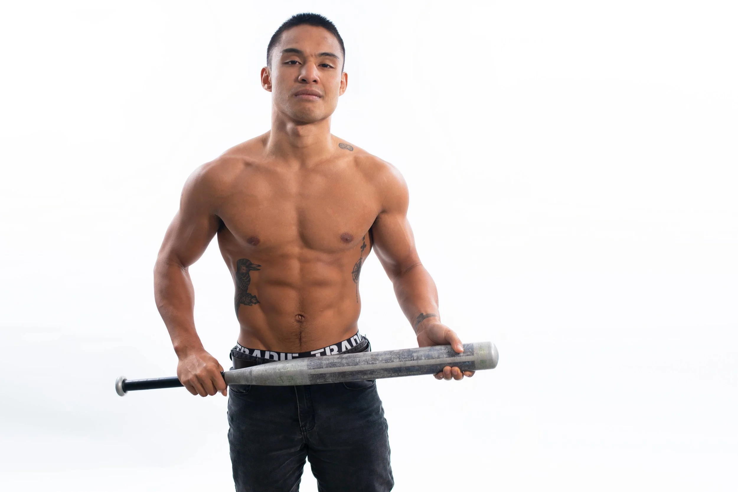 Male stripper and topless waiter "James". He is the perfect addition for hens nights or a birthday party stripper.