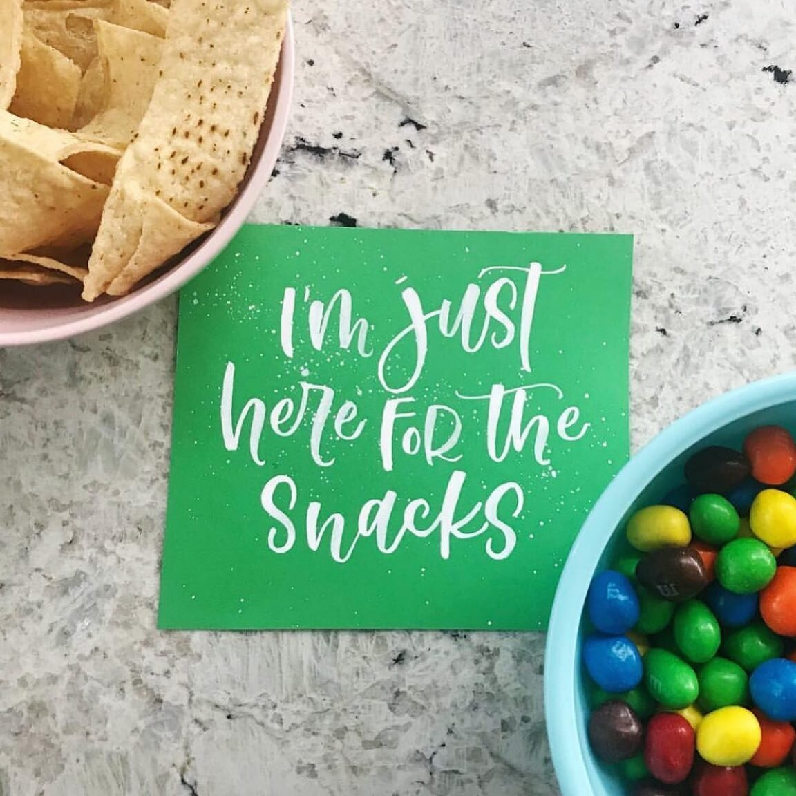 Still true. What&rsquo;s your fave super bowl party snack? I&rsquo;m a chips and dip gal 😄

#superbowl #football #snacks #imissparties #calligraphy #brushlettering #moderncalligraphy #calligraphynerd