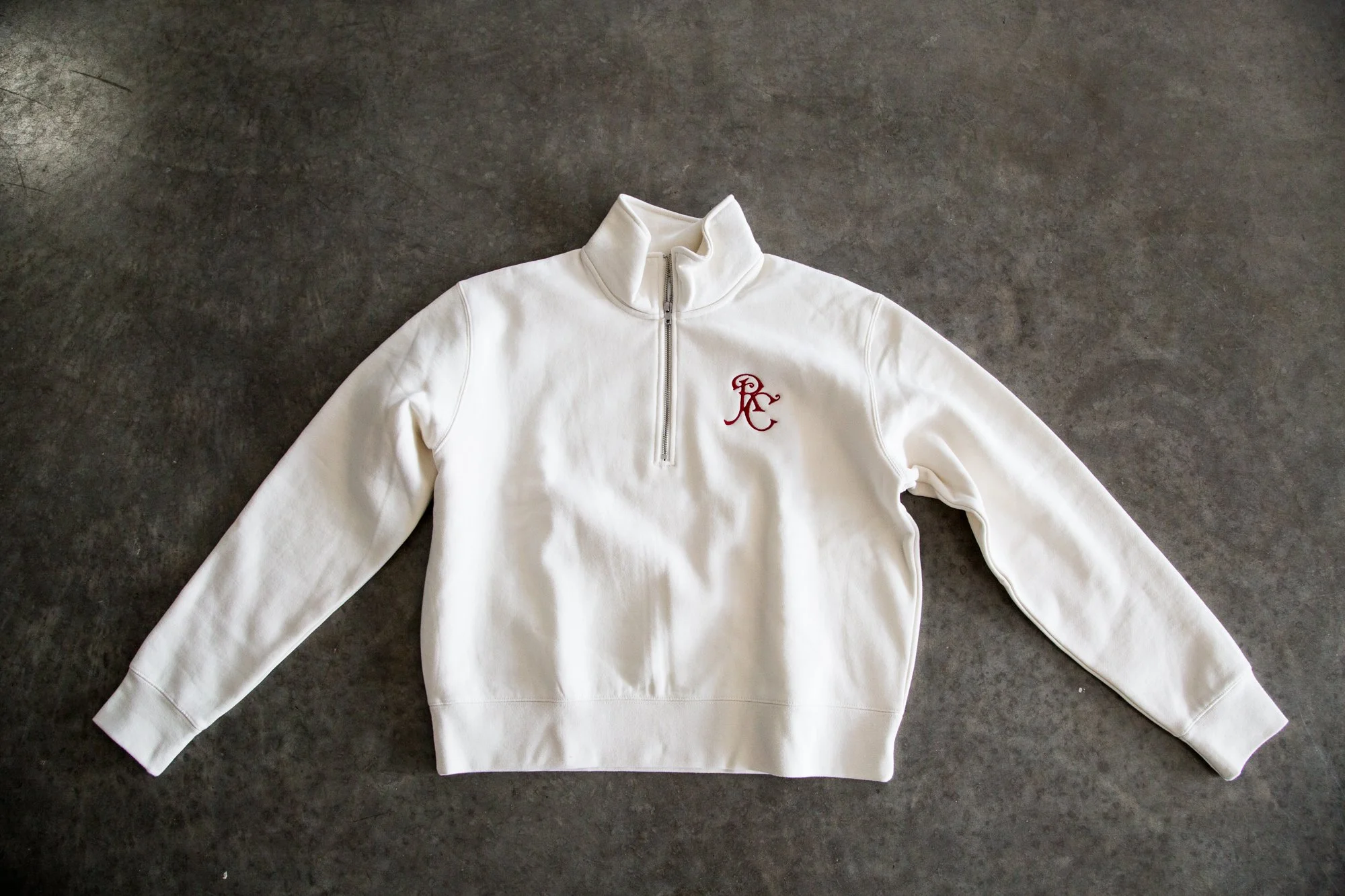 Women's Half Zip Embroided Crew - $75