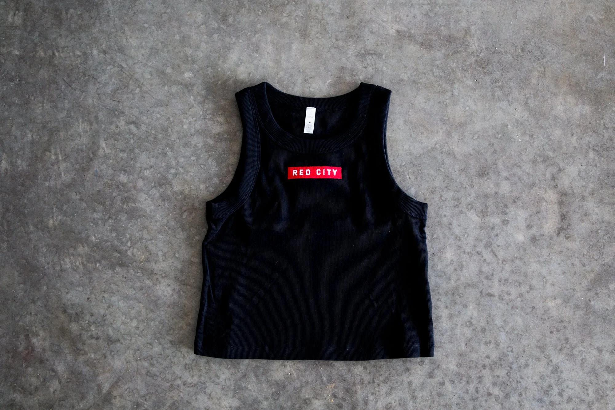 Women's Rib Crop Tank (embroided) - $45