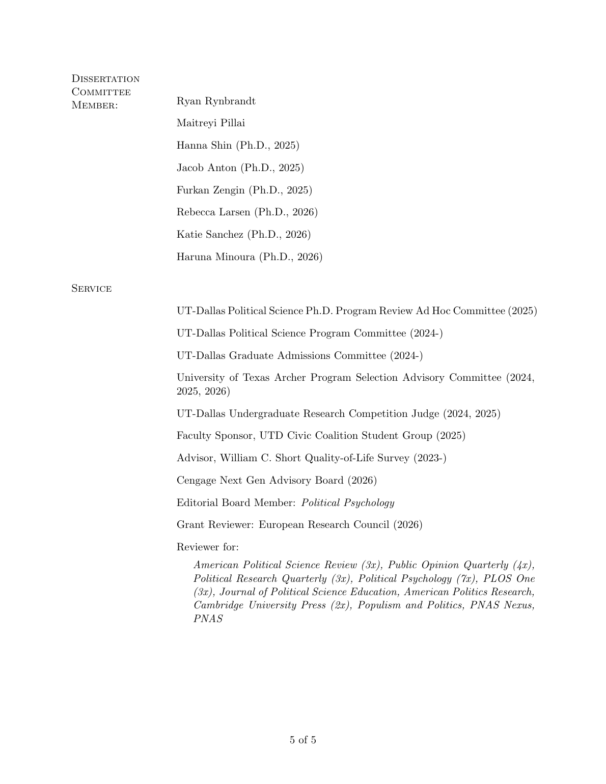 Page 5 of Curtis Bram's curriculum vitae