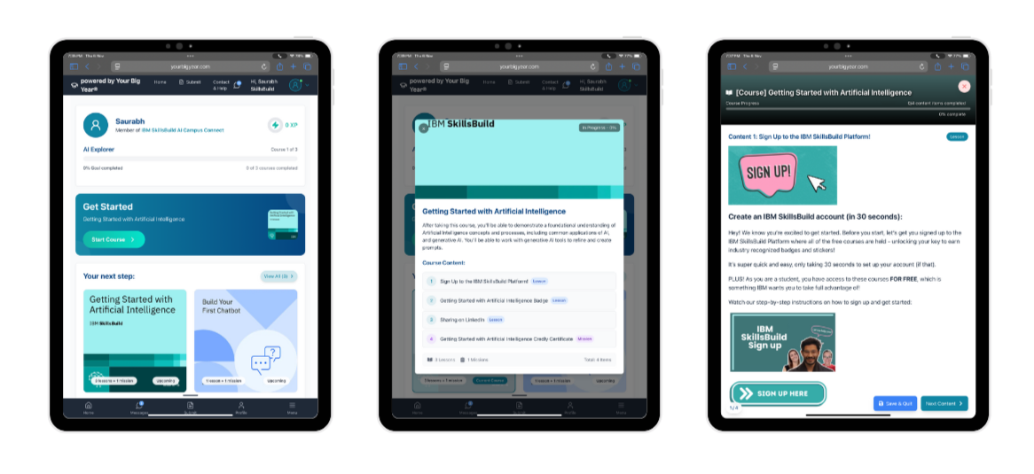 Your Big Year Platform IBM SkillsBuild