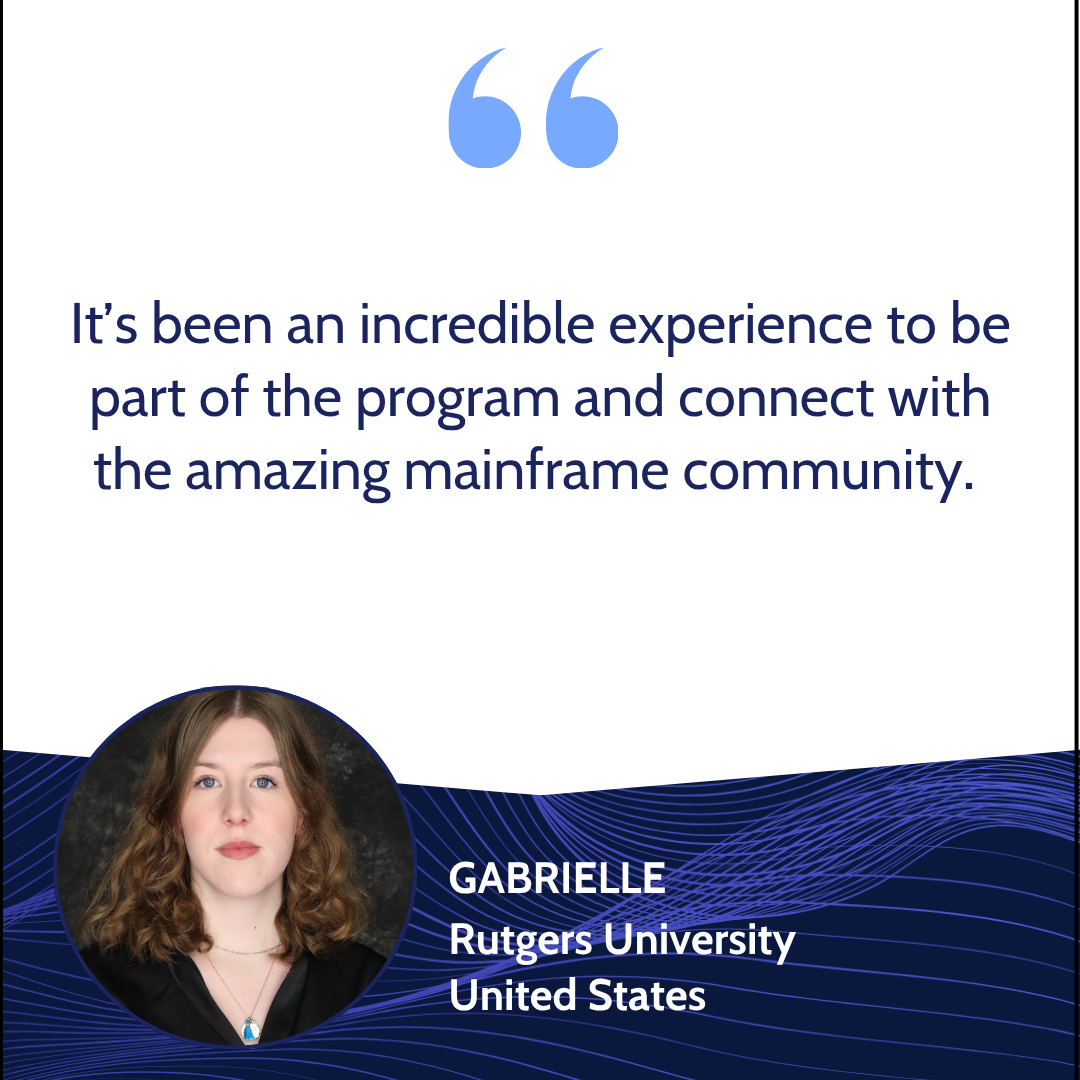 Testimonial quote by Gabrielle from Rutgers University, United States, expressing positive experience with a program, with her photo, her name, university, and country included.