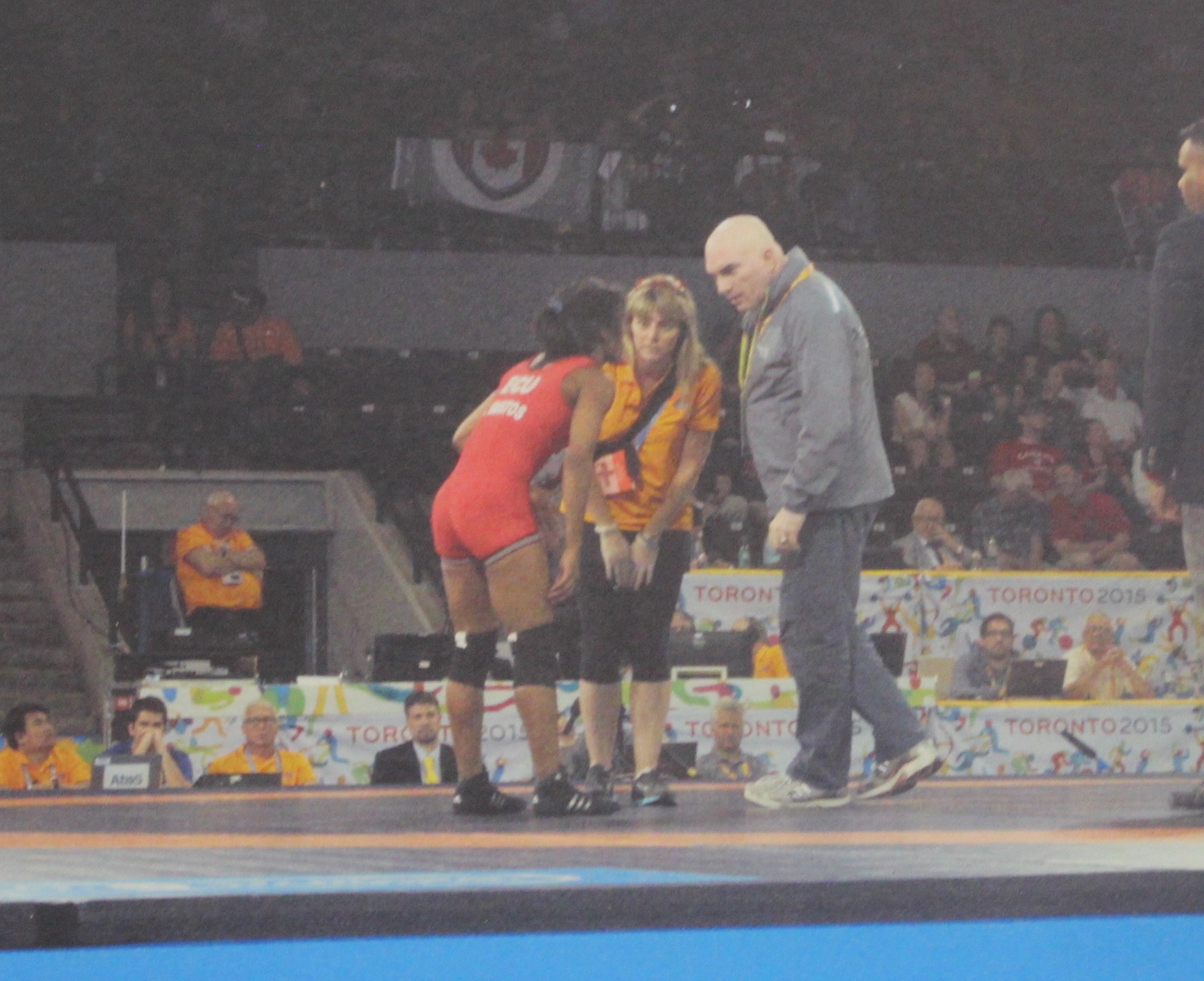 mandi hayes on the mat at panam games, toronto