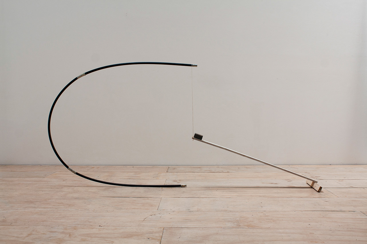 Supportive Curve 1, 2014, Wood, Plastic, String and Stone