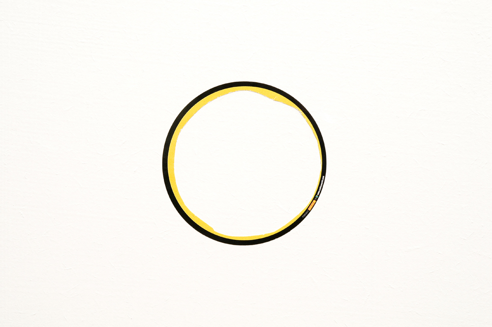 Untitled, 2009, altered ‘Smiley World’ sticker, 8.5cm