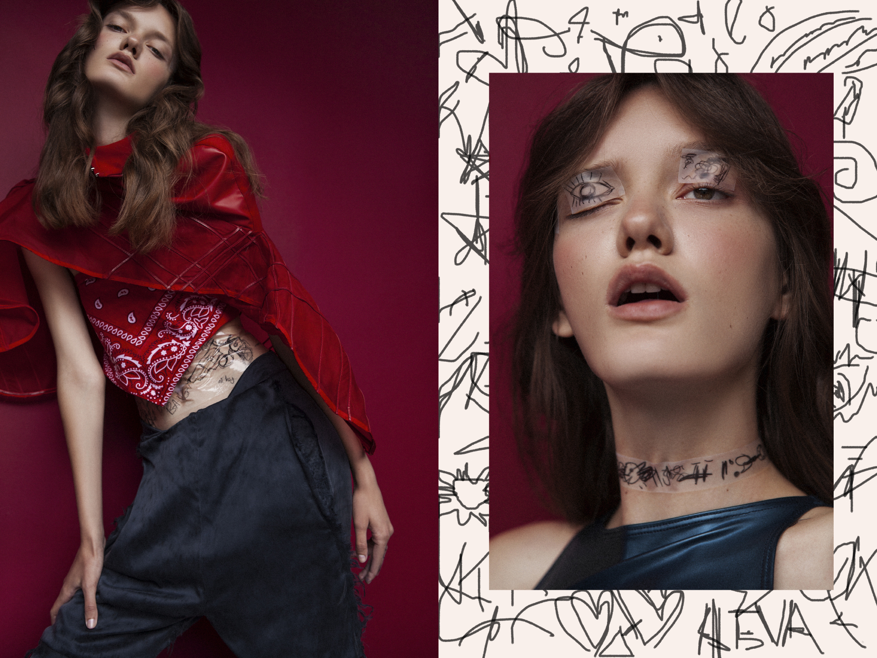top by CATARINA NIEDERMEIER bandana STYLIST’S OWN trousers by SIIONE . top by AMERICAN APPAREL .