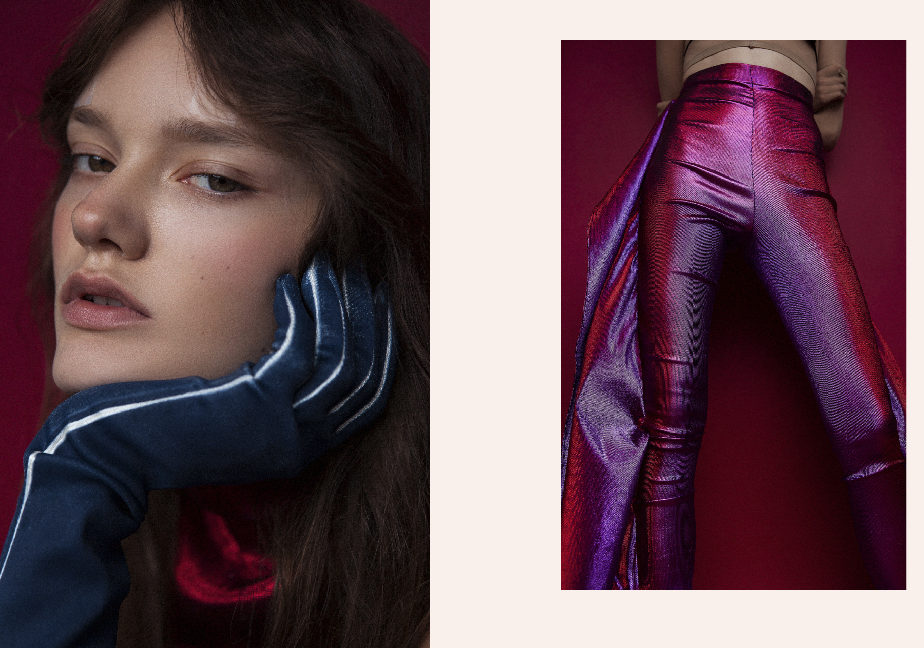 top by PAULA KNORR gloves by J S SHIN . trousers by PAULA KNORR tights worn as top by AMERICAN APPAREL