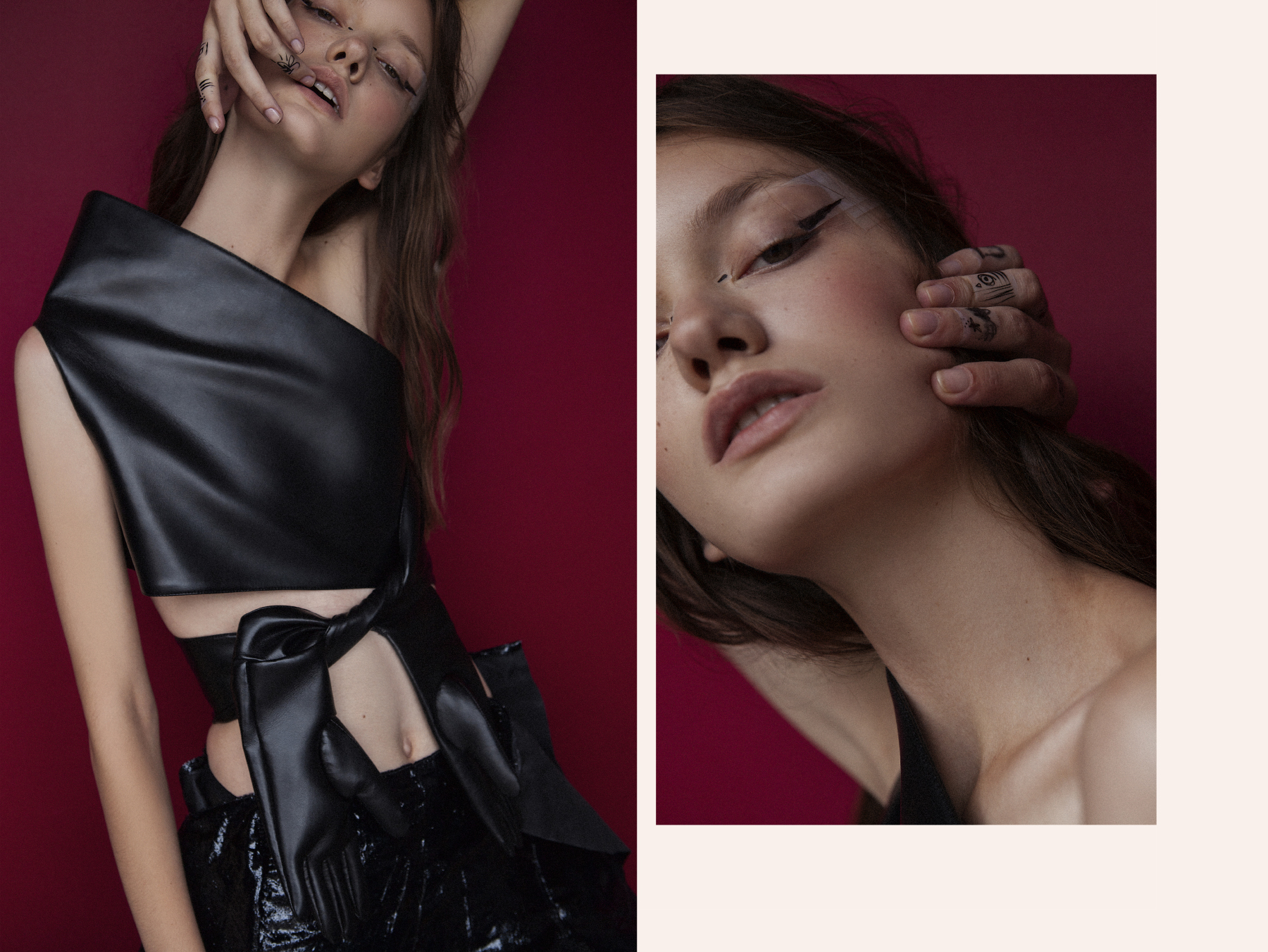 top and gloves by FENGYI TAN trousers by PAULA KNORR