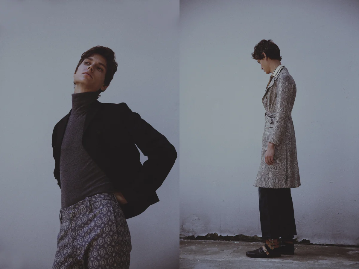 turtlenek JIL SANDER jacket RAF SIMONS pants STYLIST'S OWN . pants VIVIENNE WESTWOOD trench STYLIST'S OWN shirt STYLIST'S OWN shoes VIVIENNE WESTWOOD