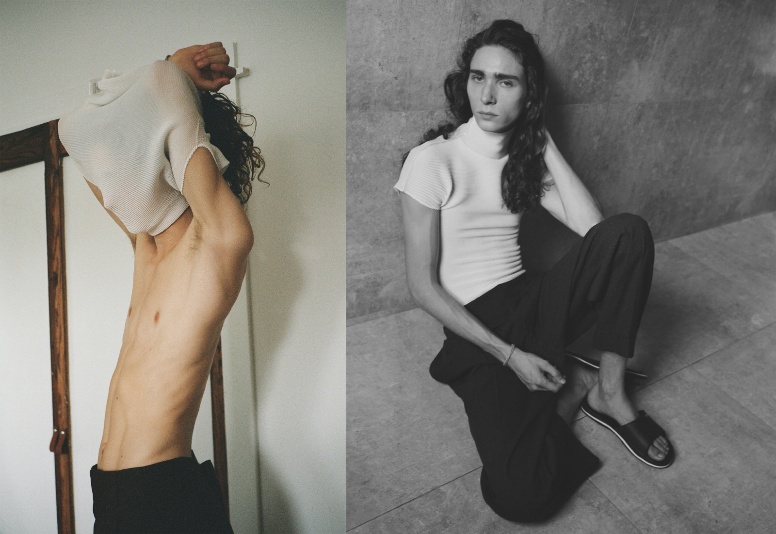 Briar wears top ISSEY MIYAKE pants ASSEMBLY NY . Briar wears top ISSEY MIYAKE pants BURBERRY shoes PRO SPORT