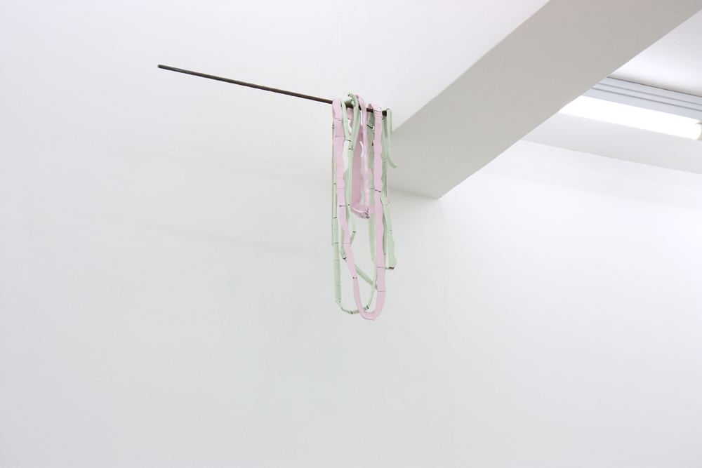 Oo, 2011, gouache on acrylic painting, and steel, 60 x 62 x 14 cm