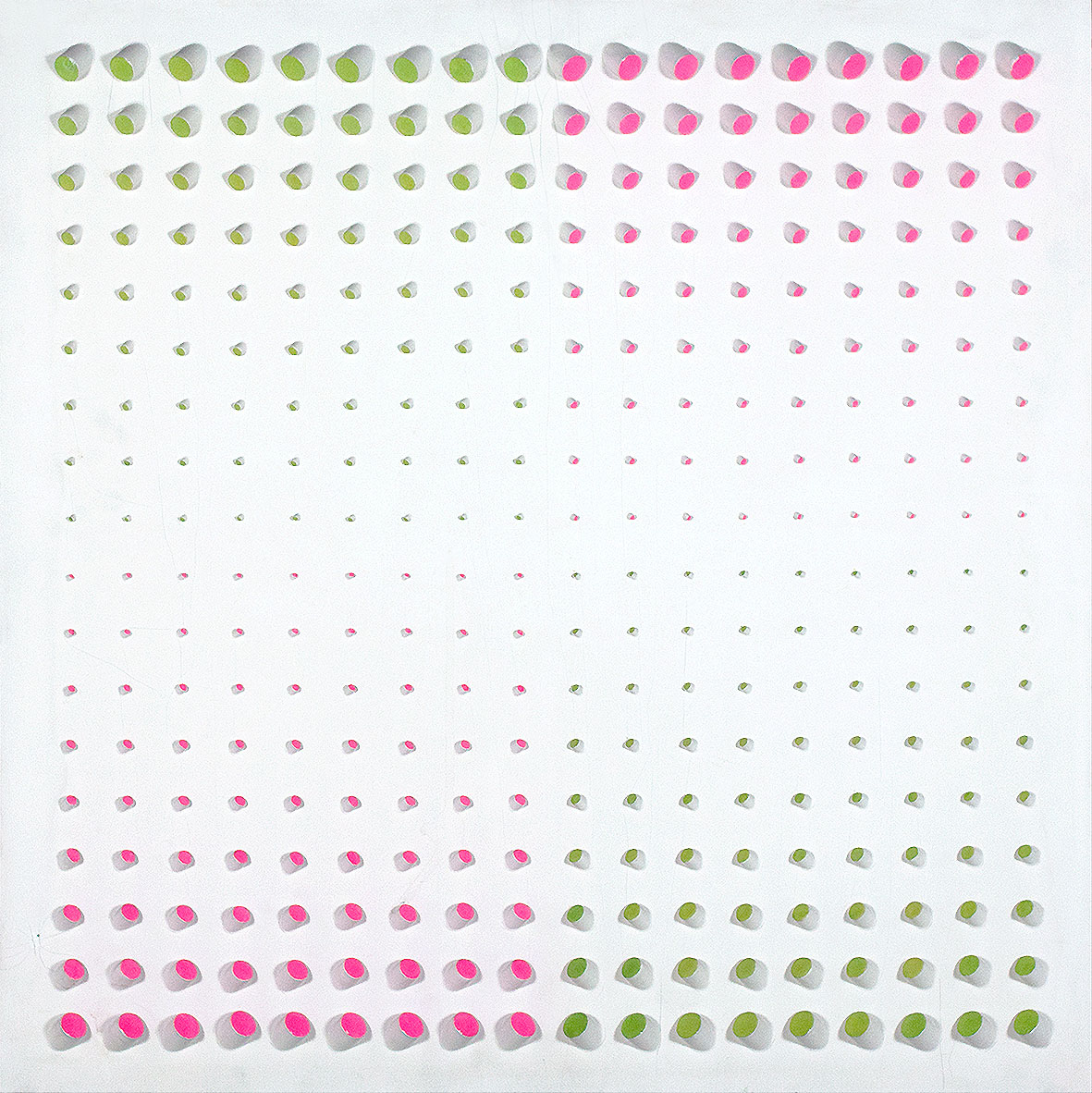 Gioco sul quadrato, 1969, acrylic, wood on board, 59 x 59 cm