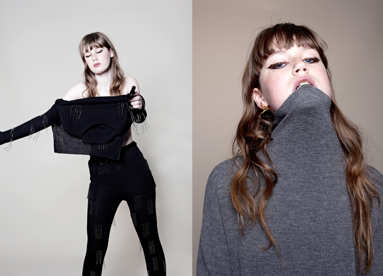 all clothes HOMO CONSOMMATUS . jumper HALLHUBER earrings CHARLOTTE VALKENIERS