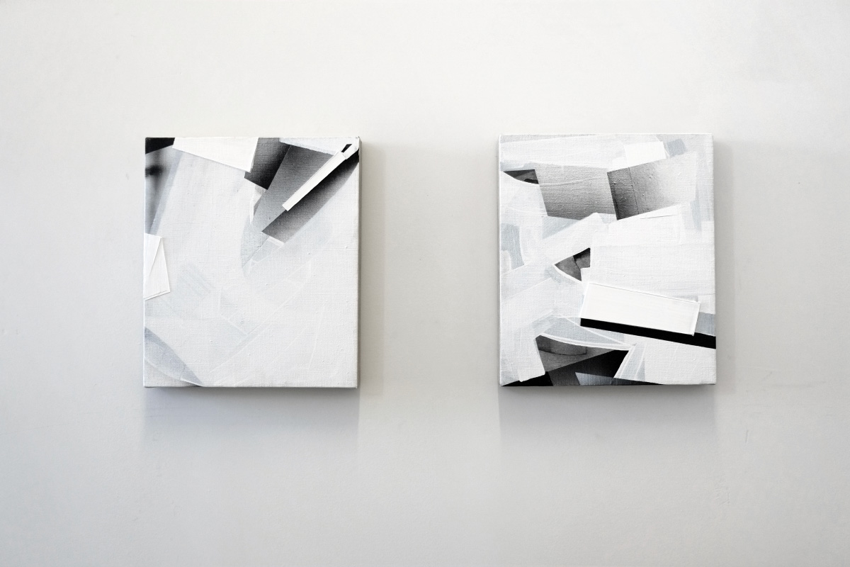 98 Aquarii, 2015, acrylic on linen, 14 x 12 cm. Omicron-2 Cygni, 2015, acrylic on linen, 14 x 12 cm