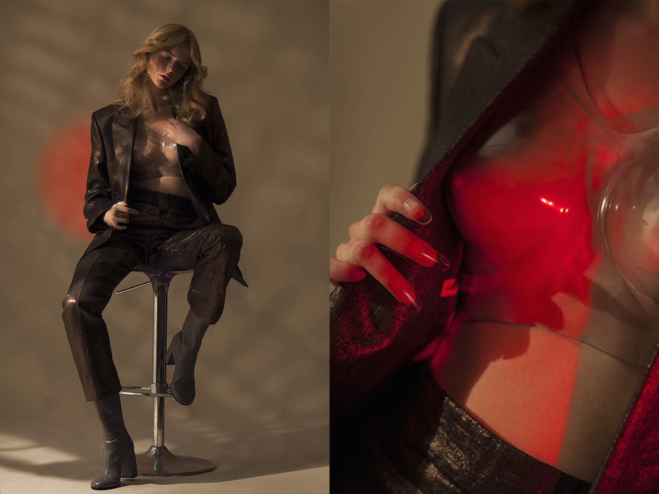 jacket and trousers PAUL SMITH plastic bust STYLIST ARCHIVE shoes STELLA MCCARTNEY