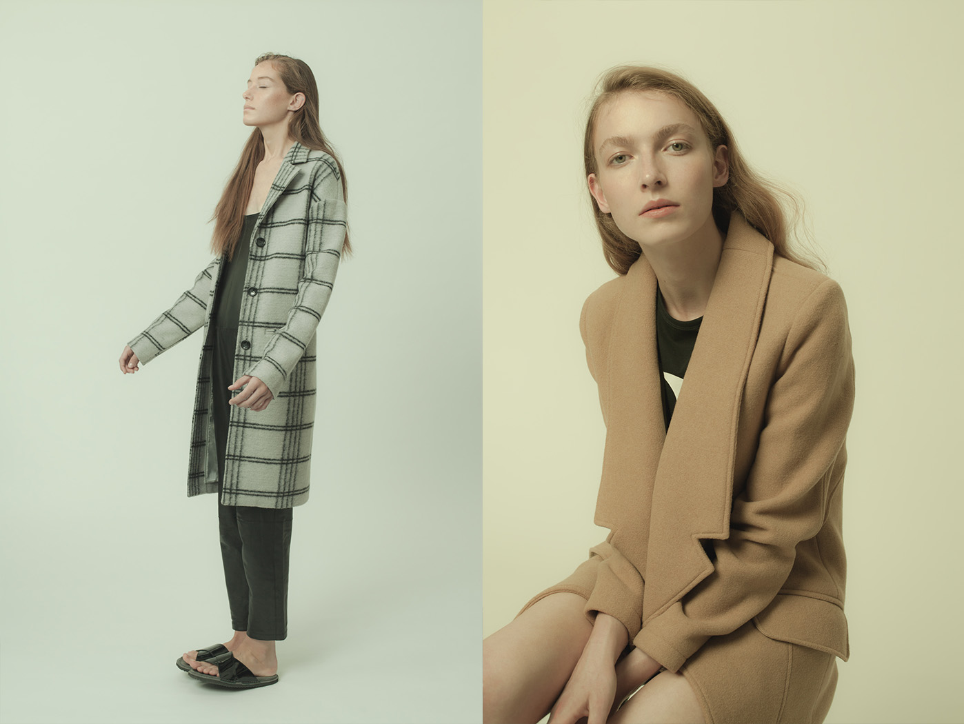 Lily wears coat SECOND FEMALE leather dungarees 2ND DAY leather sandals MEHLE . Esme wears coat PARKA LONDON t-shirt ANN-SOFIE BACK