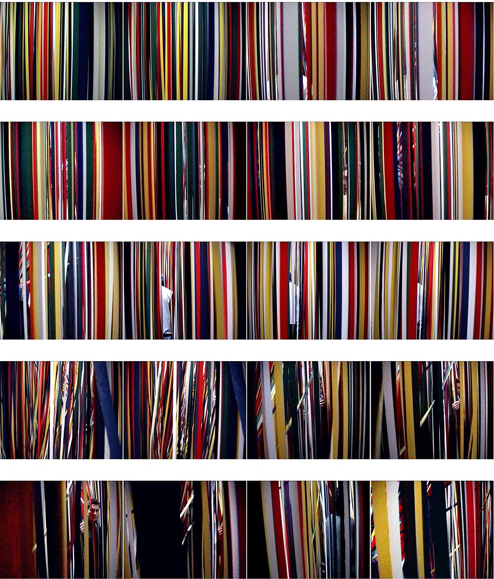 Medium, 1999-2013, household strip-blinds, installed in a given space, from wall to wall, from ceiling to floor, in a density of 200 strips per sqm. Size variable