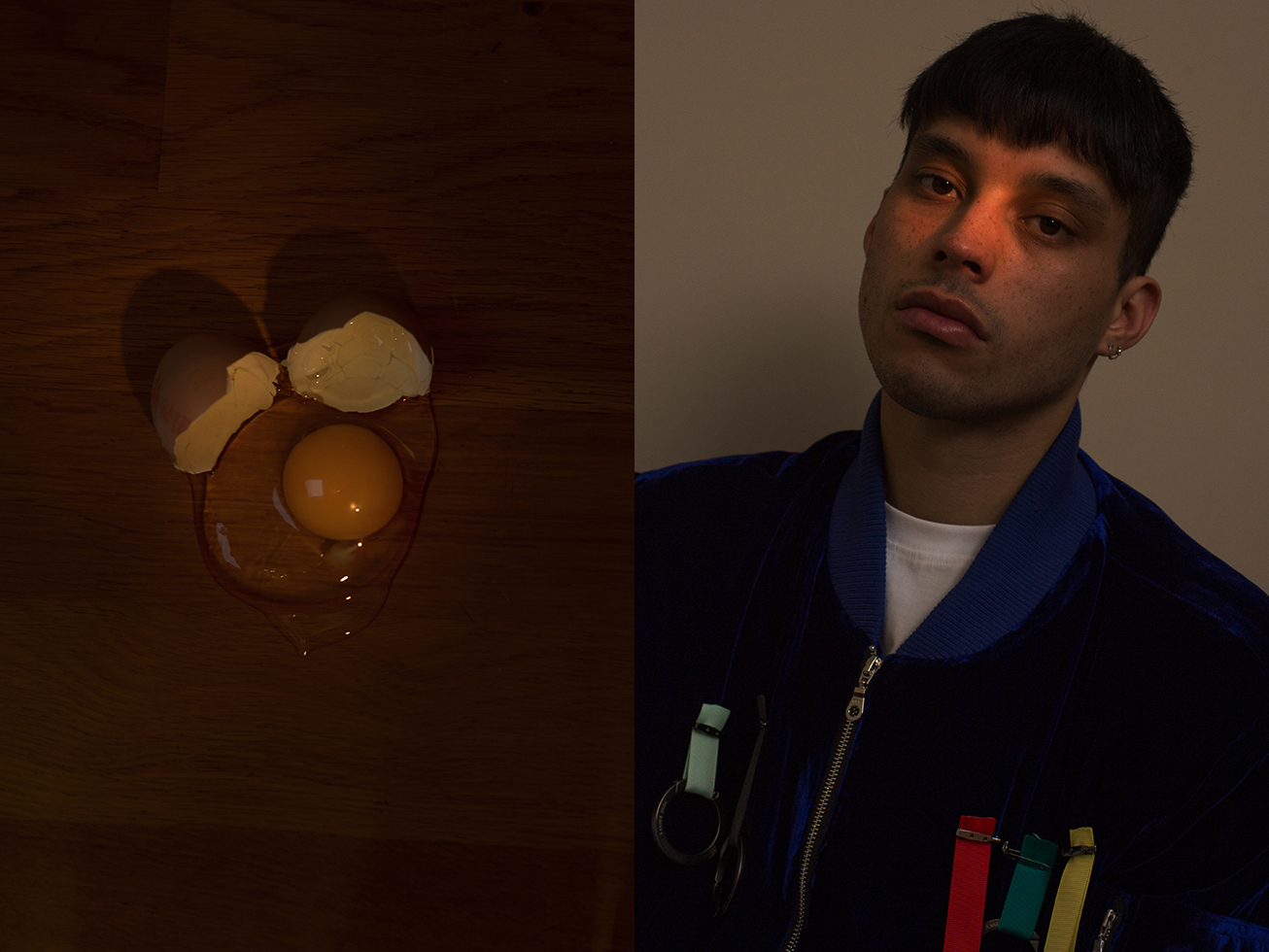 Oisín wears bomber jacket XANDER ZHOU t-shirt LIFE'S A BEACH
