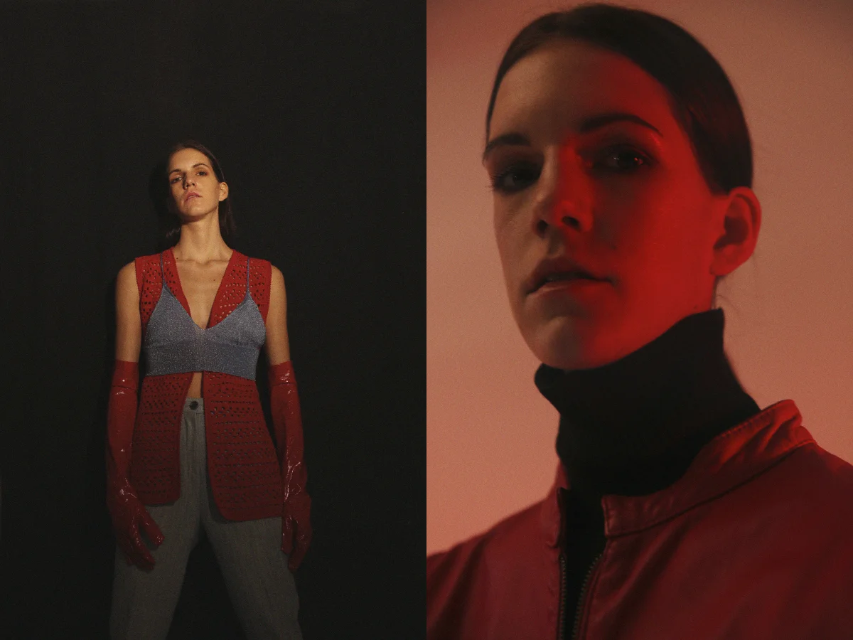 vintage gilet and pac gloves STYLIST'S ARCHIVE top and pants MAURO GRIFONI . black turtleneck and leather vintage dress STYLIST'S ARCHIVE