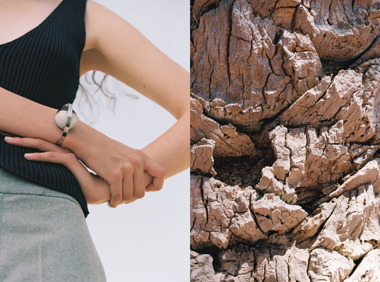 Kim wears top VINTAGE bracelet DE LA FORGE
