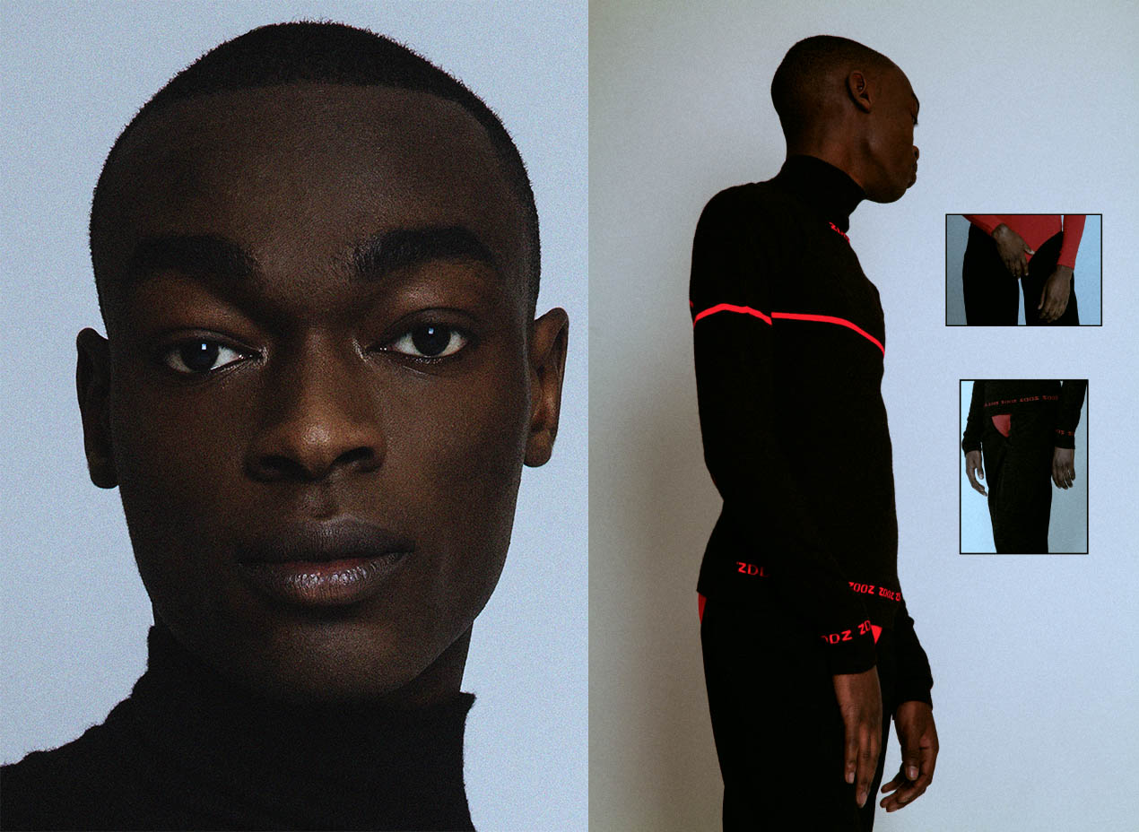 turtleneck shirt ZDDZ red leotard AMERICAN APPAREL pants STYLIST'S OWN