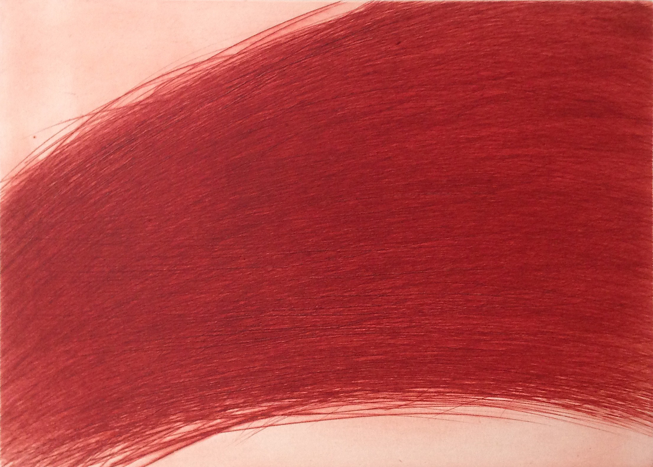 Paysage rouge brique, 1987, etching, 45,5 x 55 cm