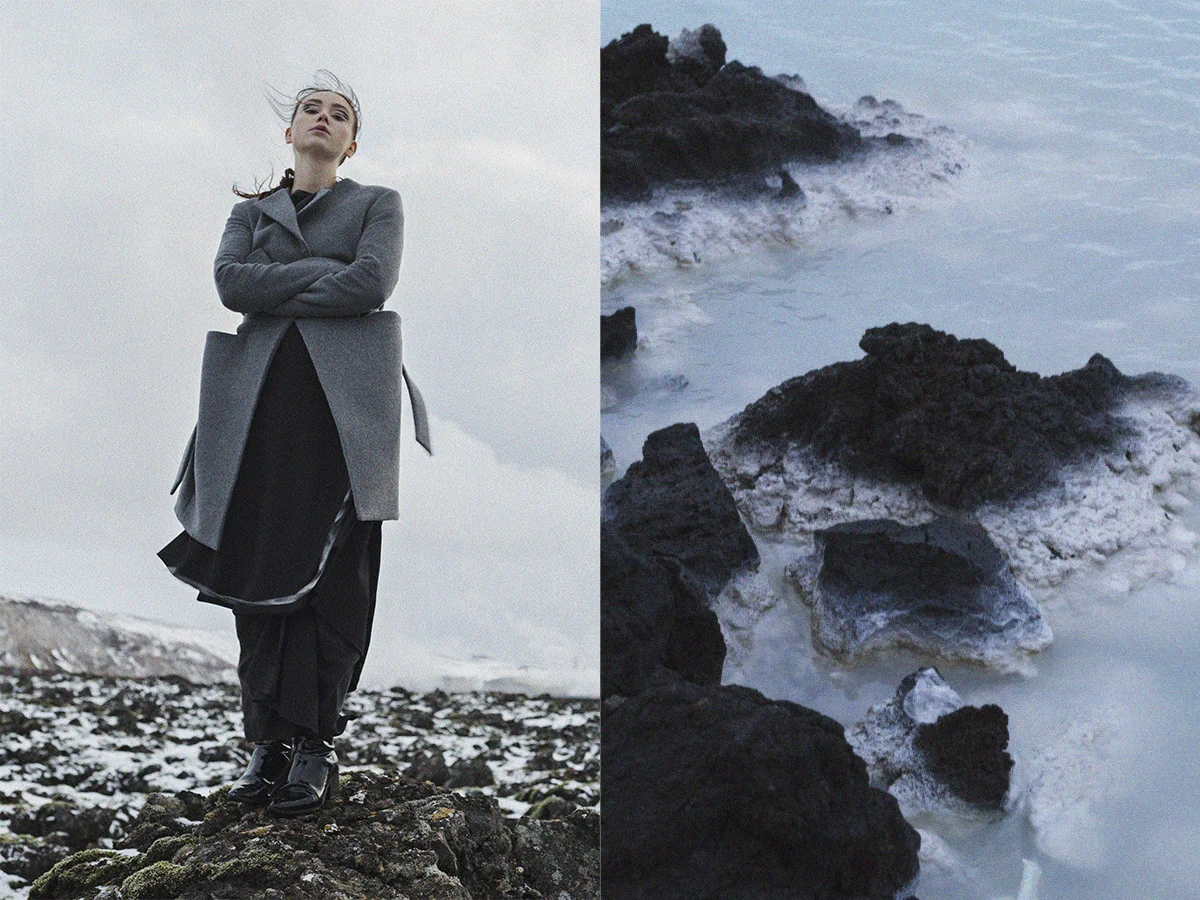 top and pants KYRJA wrap and coat JÖR BY GUÐMUNDUR JÖRUNDSSON boots STYLIST'S OWN