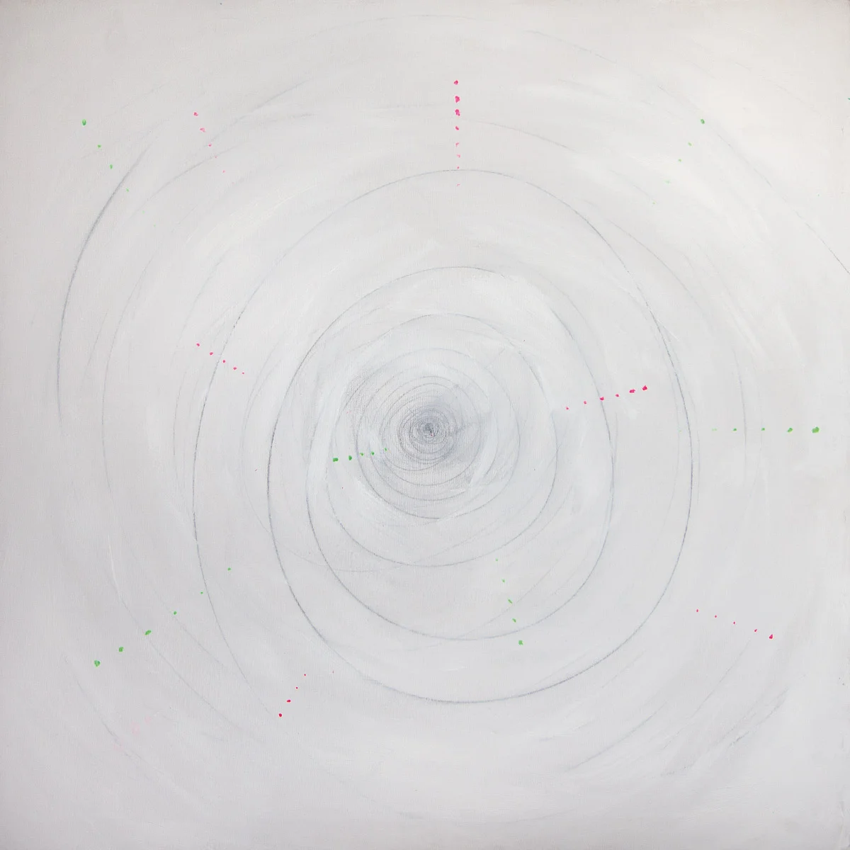 Fivesenses (Cubo) Hearing, acrylic, graphite, plexiglass, pigment, plastic mesh on canvas, 80x80x80 cm