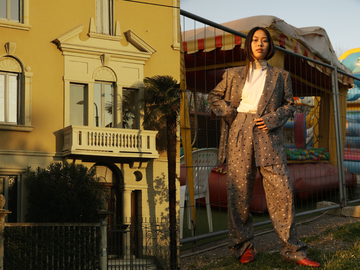 jacket and pants PAUL SMITH turtleneck STYLIST'S ARCHIVE t-shirt ARCHIVIO shoes GUCCI