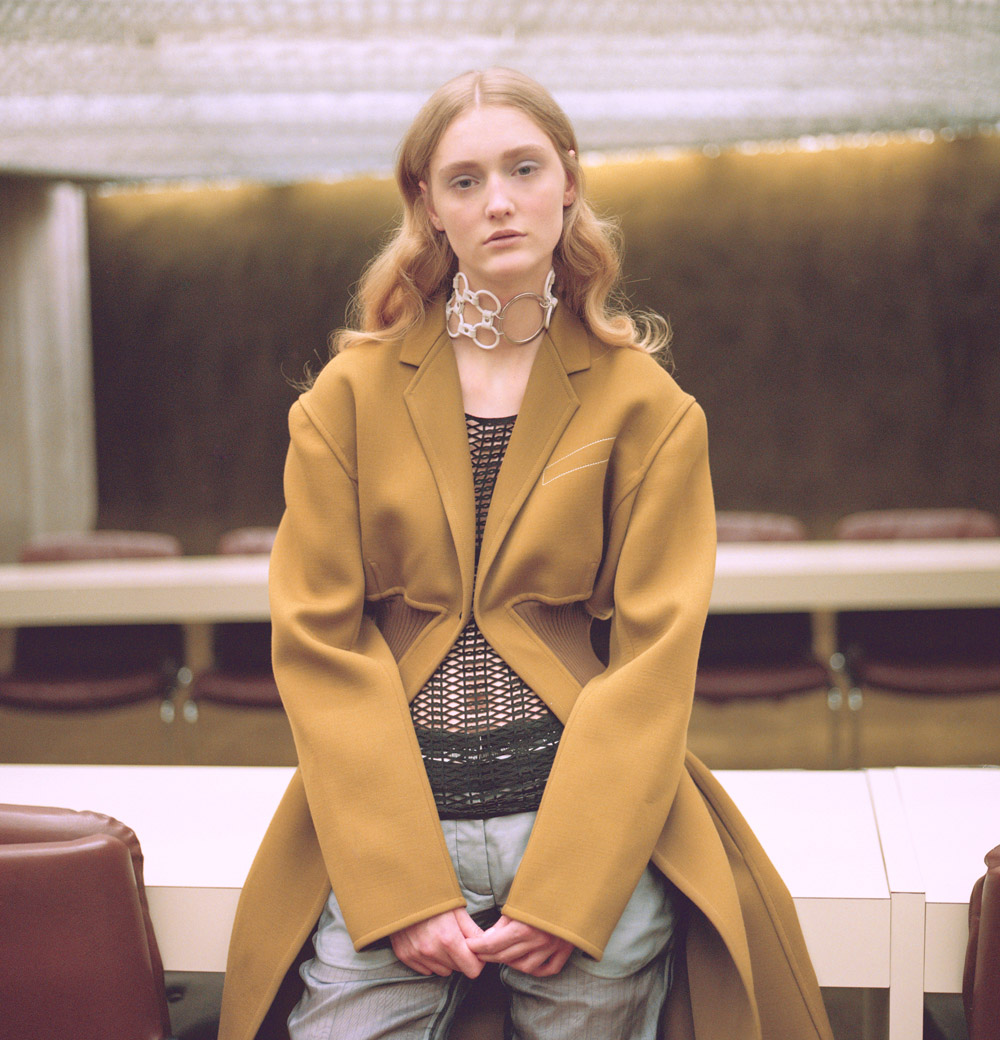 coat CÉLINE top MASHA MA pants VERONIQUE BRANQUINHO necklace ANNE SOFIE MADSEN