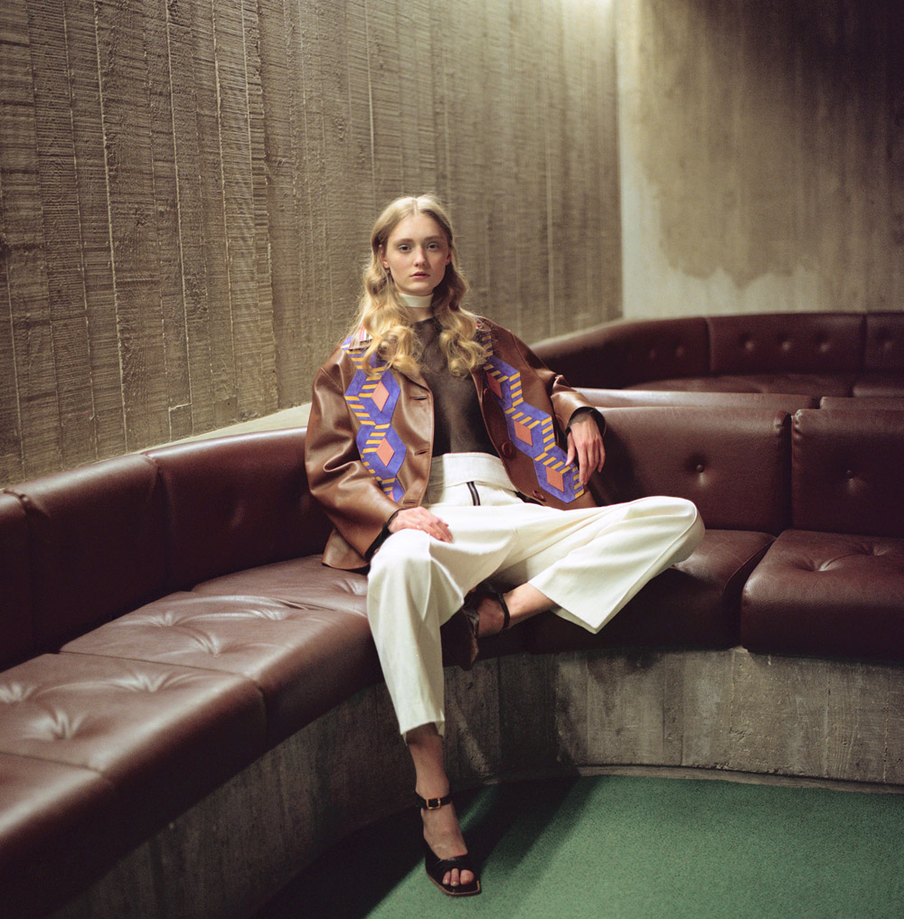 jacket MIU MIU top AF VANDEVORST pant CÉLINE shoes AWAKE