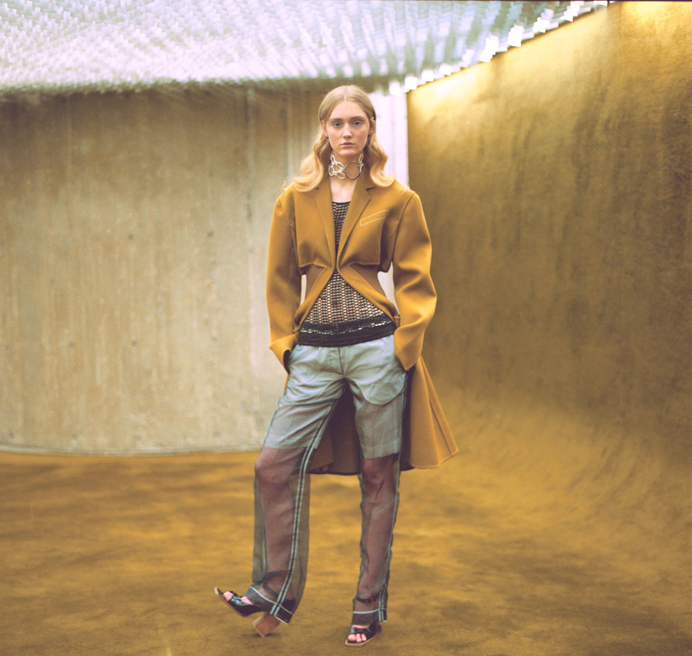 coat CÉLINE top MASHA MA pants VERONIQUE BRANQUINHO necklace ANNE SOFIE MADSEN shoes AWAKE