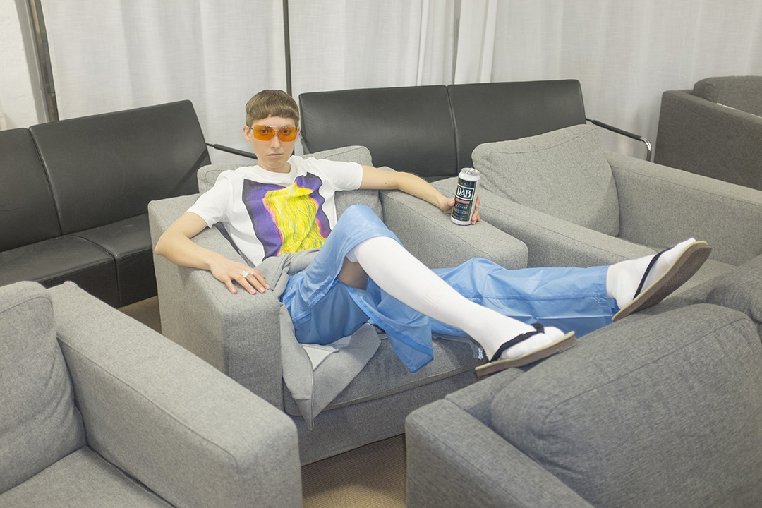 t-shirt and sweater ACNE STUDIOS pants ADIDAS knee socks HAAL sunglasses ans shoes STYLIST'S OWN