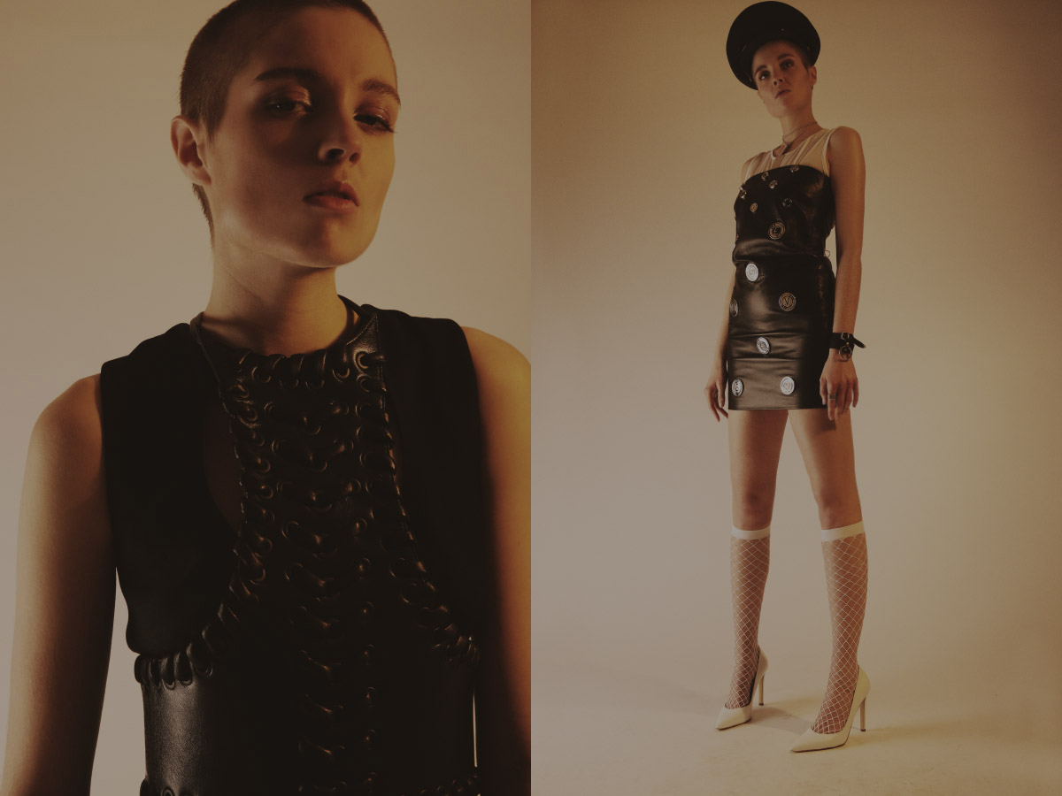 dress FENDI . dress VERSUS VERSACE top ILARIA NISTRI tights EMILIO CAVALLINI shoes GIANVITO ROSSI