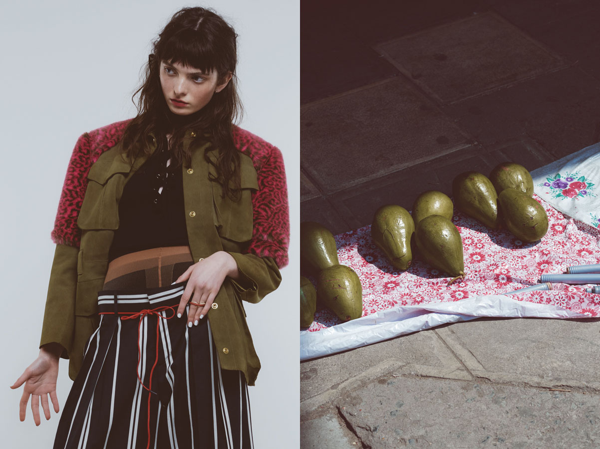 jacket HOUSE OF HOLLAND top PAUL&JOE tights FALKE pants HAIZHEN WANG
