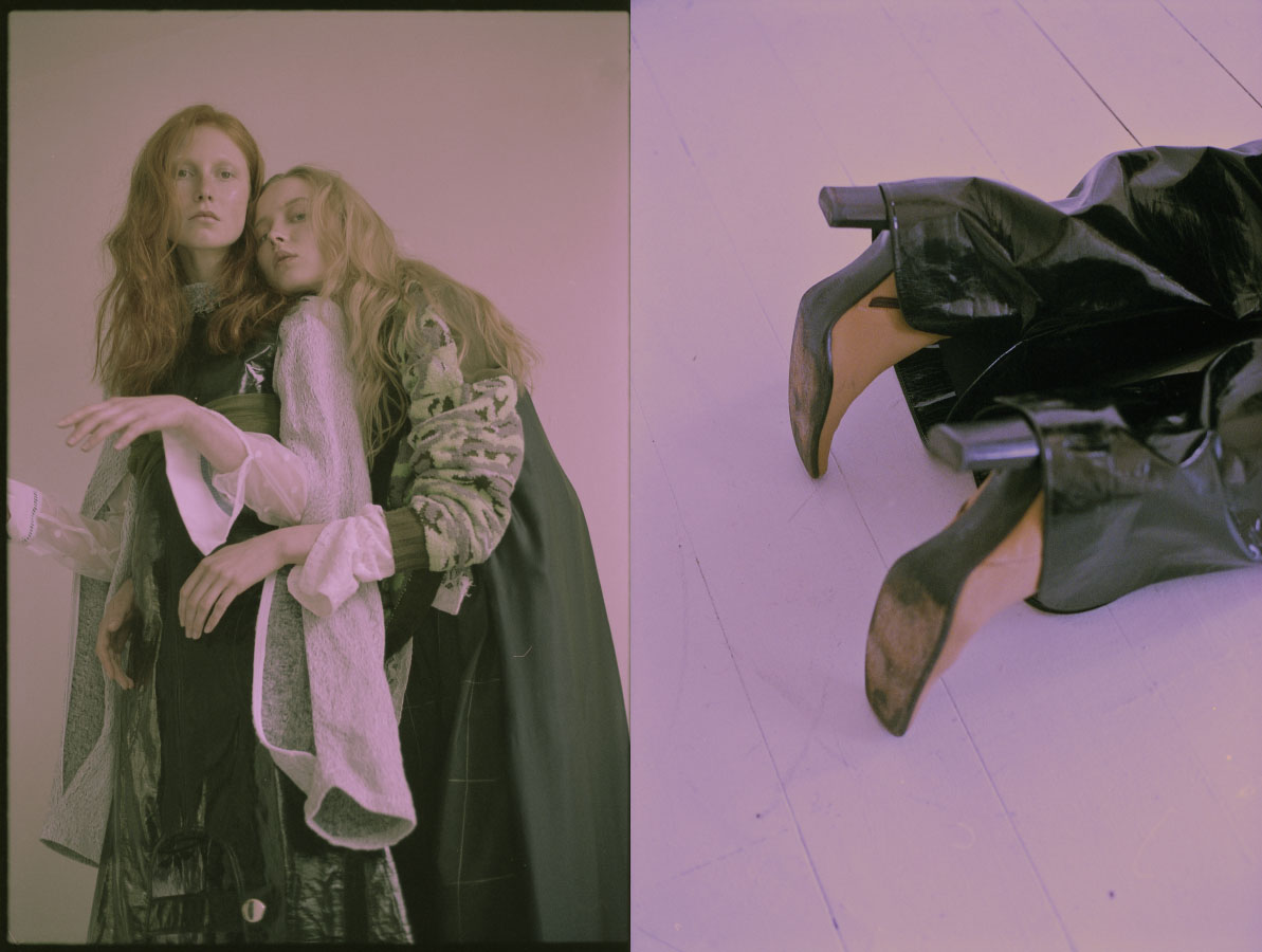 Jessica wears dress ANN-SOFIE BACK sweater and pants DANIELLE ROMERIL shirt PREEN LINE . Eva wears tunic OMER ASIM jumpers HOUSE OF DAGMAR shirt JH ZANE pants MINKI CHENG . pants ANN-SOFIE BACK shoes STYLIST'S OWN