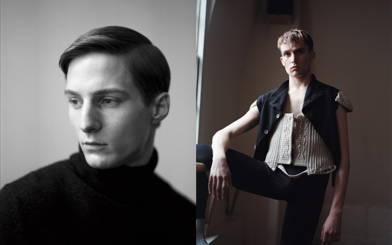 Michael wears jumper JAC + JACK . Juan wears cardigan VIVIENNE WESTWOOD jacket NATIONAL THEATRE HIRE COSTUME