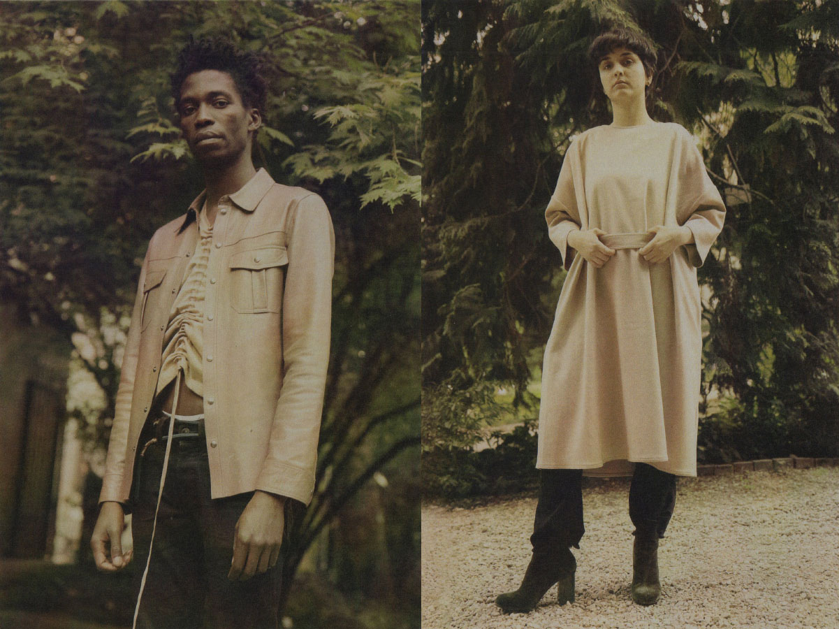 Nino wears top ANGELOS FRENTZOS shirt GUCCI pants MODEL'S OWN . Lisa wears dress MIAO RAN pants MODEL'S OWN shoes MARIOS