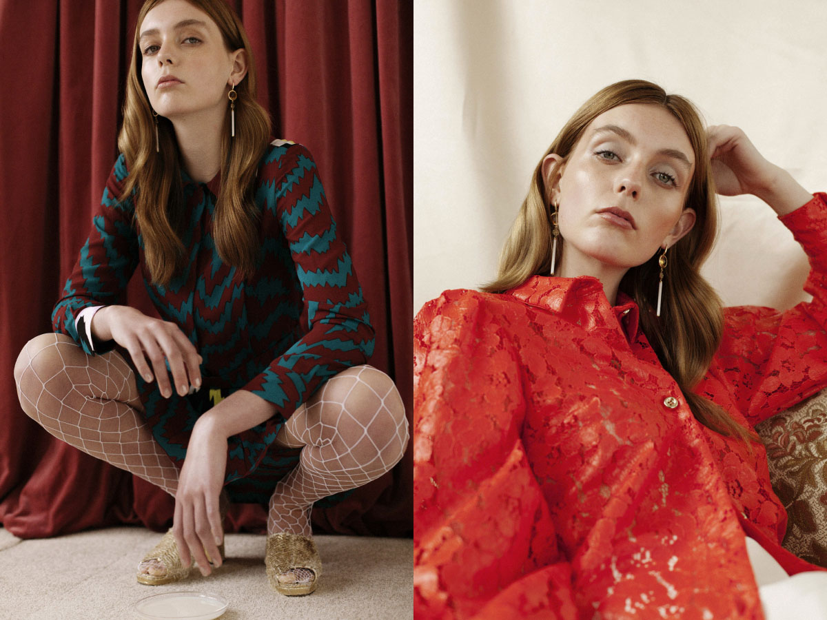 dress BIMBA Y LOLA stockings STYLIST'S OWN shoes AMELIE PICHARD earrings FRANCESCA VILLA . top HOUSE OF HOLLAND skirt PHOEBE ENGLISH earrings FRANCESCA VILLA