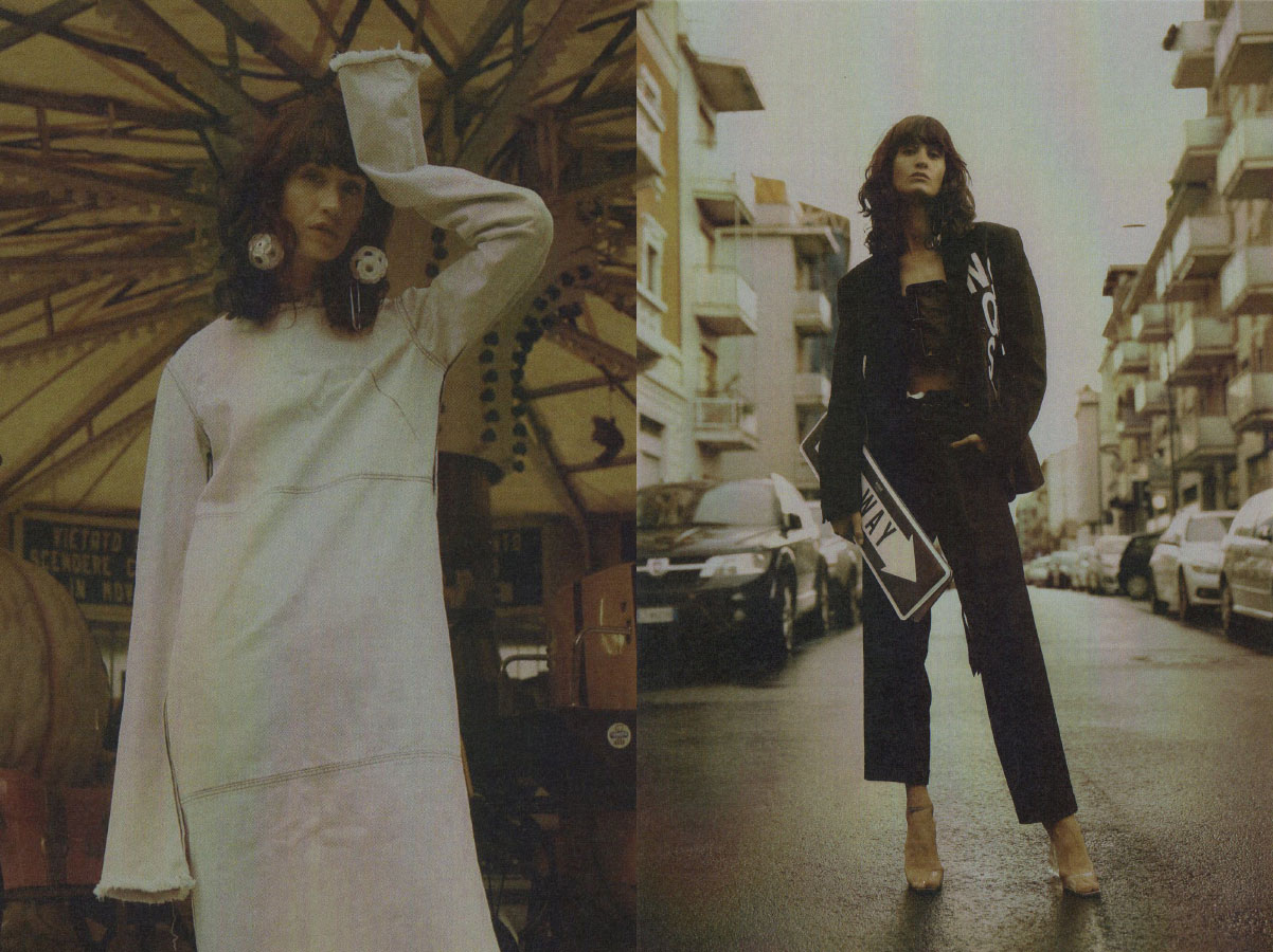 earrings PRADA earring MARCO GRISOLIA suit SALIH BALTA . earring,jacket and pants MARCO GRISOLIA bag and bra MOSCHINO shoes LOEWE
